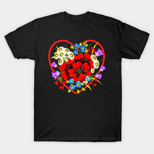 Vintage Floral Bursting From A Heart T-Shirt by Artsy Y'all